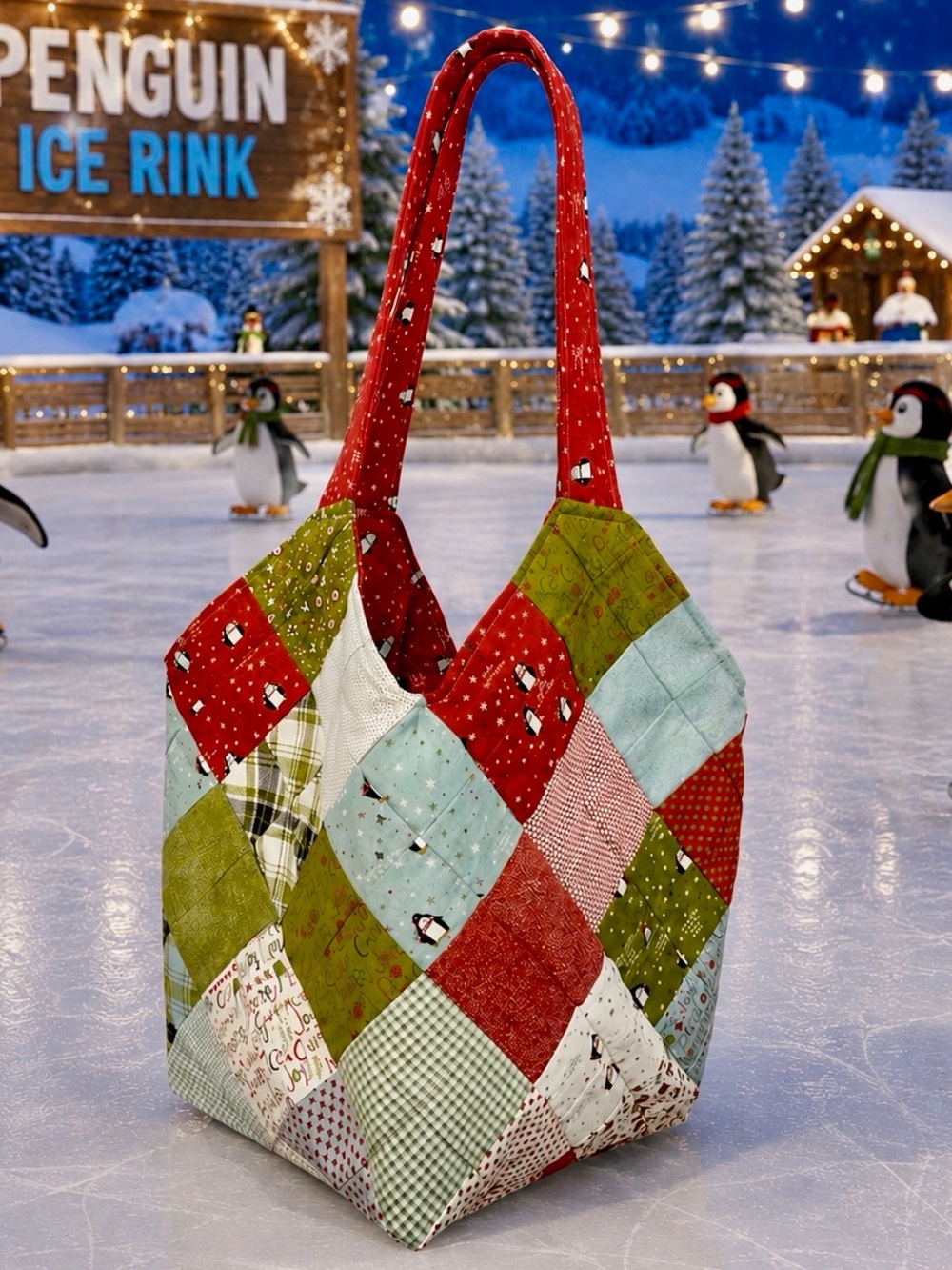 Chilly Penguins Colorful Mondo Large Bag. New.  Tote. Cotton.